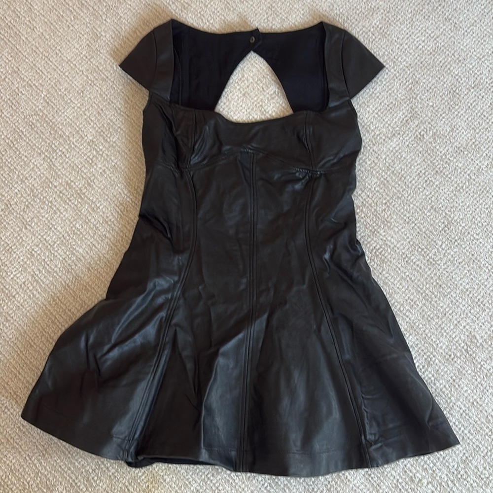 Mini backless leather dress